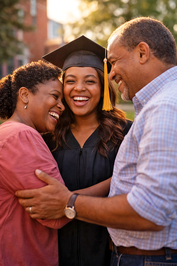 Iowa Positive young graduate and her parents